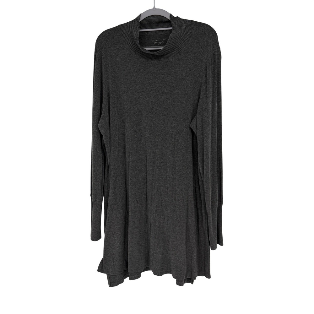 Eileen Fisher Gray Long Sleeve Knit Tunic Dress Viscose Stretch XL‎